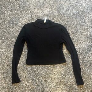 Wallflower Black Fitted Crop Polo Long Sleeve